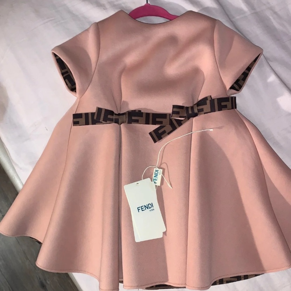 Baby girl Blush Pink fendi dress..